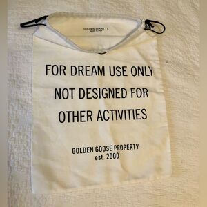 GOLDEN GOOSE White Cotton Drawstring Shoe Travel Storage Dustbag 135"H x 11.5"W
